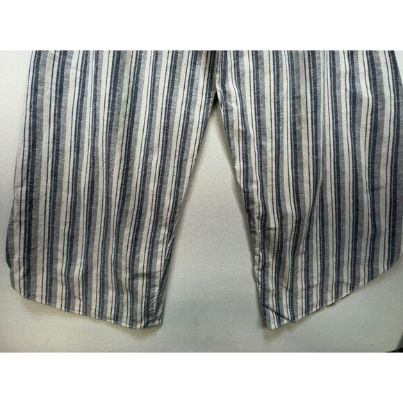 Cal 1850 Womens Striped Linen Blend XL Wide-Leg Pants With Overlap Design - Picture 13 of 14